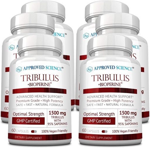 [BRSWYAQ7CJ4AI3DV] Aprovado Ciência Tribulus Terrestris - 360 Cápsulas - Boosts Testosterona, Melhora o Desempenho Atlético, Suporta Crescimento Músculo e Reparação - 95% Saponinas Furostanol - Bioperine - Vegan - 6 Garrafas