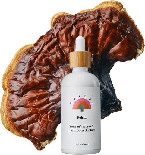 [BRSROCYQAEFQOELL] Rainbo - Reishi Mushroom Tincture - Dual Extract Mushroom Supplement - Immune Support, Mood, Sleep, Liquid Reishi Supplement, Vegan, Non GMO, 3.4 fl oz