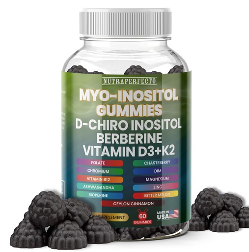 [BRSRAAY7AUNBU2D7] Sugar Free Myo-Inositol & D-Chiro Inositol Gummies for Women, Berberine Vitamin D3 K2 DIM Magnesium Glycinate Oxide L-Methylfolate Supplement for Women, Fertility, Hormone Balance, PMS, Ovarian Health