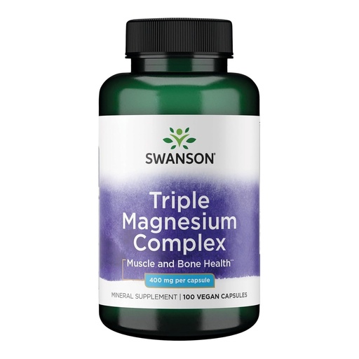 [BRSWGFDQOECRQYDJ] Swanson Triple Magnesium Complex - 100 Capsules, 400mg Each