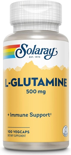 [BRSWIYT3OMAGKYA5] SOLARAY L Glutamine Capsules 500 mg - Immune Support Supplement - Free Amino Acid - Lab Verified, 60-Day Money-Back Guarantee - 100 Servings, 100 VegCaps