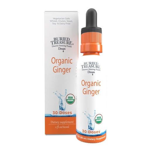 [BRSROCQOOBYGEC33] Buried Treasure Ginger Drops - Made with Organic Ginger Root for Digestive Support, Upset Stomach Settle Drops, No Sugar, Alcohol Free, Versatile Use for Ginger Tea or Direct Consumption, 30 Servings