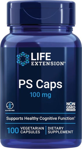 [BRSWIEDZDNYRM3IV] Life Extension PS Caps, phosphatidylserine, Bilişsel Performans, Gluten-Free, Non-GMO, Vegetarian, 100 Capsules
