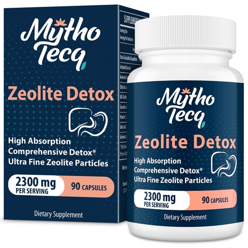 [BRSRAYY7O4FRECD6] MythoTecq 2300 MG Zeolite Detox Capsules - Activated Charcoal & Bentonite Clay, Highly Absorbable Full Body, Liver & Gut Cleanse, Zeolite Clinoptilolite（90 Capsules）