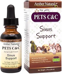 [BRSWIZT4O55QIEY3] Amber NaturalZ Pet C&C Herbal Supplement for Dogs, Cats, Birds, Guinea Pigs, and Rabbits | Pet Herbal Supplement for Healthy Sinus | 1 Fluid Ounce Glass Bottle |Manufactured in The USA