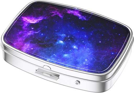 [BRSRMYAFBYFBGGQ4] Nipichsha Pill Box, Small Pill Case for Purse & Pocket, Cute Travel Medicine Organizer, Portable Medicine Container Holder to Hold Vitamins, Medication, Fish Oil & Supplements, Starry Night