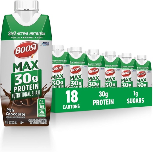 [BRSROCAEO4MWC33P] BOOST MAX Protein Shakes Valmiina juomaan - 30g Korkea proteiini Shake - Suklaa 