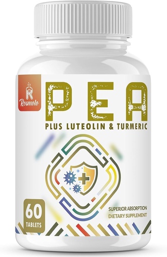 [BRSROEINPMCAG3DX] 1500 MG Palmitoyléthanolamide avec Luteolin 98% & Turmeric, Haute Absorption, Supplément de pois micronisés pour la gestion des troubles - USA Made - 60 comprimés