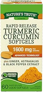 [BRSWGHYHBMMREYLB] Nature's Truth, Turmeric 1600mg Black Pepper Extract, 60 Softgels