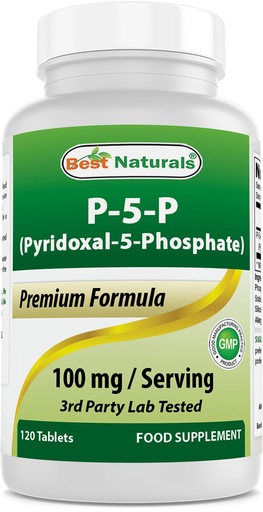 [BRSW2AAYOQDQK3TA] Best Naturals P5P Vitamin B6 (Pyridoxal 5 Phosphate) 100 mg/Serving - 120 Tablets - an Active Form of Vitamin B6.