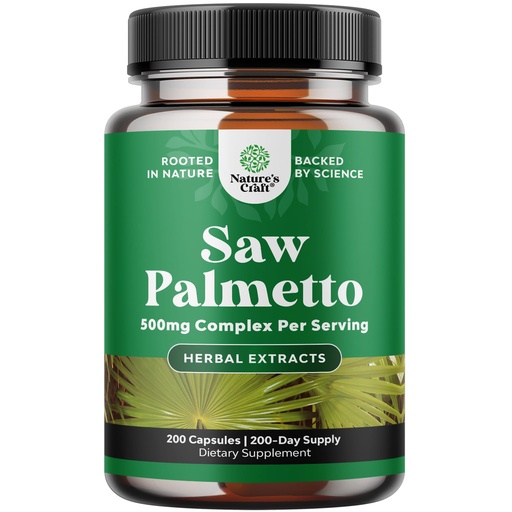[BRSRMHQ7CQIAK2D6] Natures Craft Saw Palmetto for Men with Beta Sitosterol - Saw Palmetto Extract Prostate Health Supplement for Men Bladder Control and Prostate Support - Restoring Hair Supplement - 200 Count