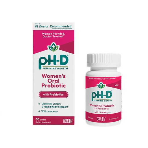 [BRSRMGQPA4CRUFLP] pH-D Feminine Health Support - Women's Health Probiotic with Prebiotic Blend, Cranberry Fruit Extract - Oral Supplement - 30 Count