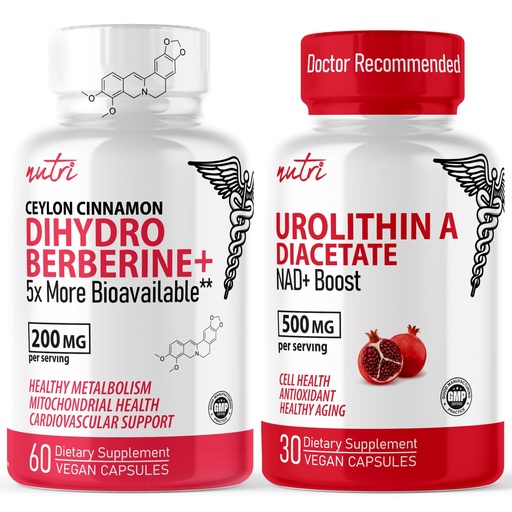 [BRSRAZINAEPWCFLB] Nature's Fusions Nutri Dihydroberberine (60 Capsules) & Urolithin A Diacetate 500mg Energy Booster Supplement