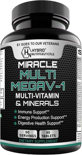 [BRSW2AARO4DRMCT4] MEGAV-1 Multi-Vitamin, Superfood & Minerals - Daily Multivitamin with Probiotics, Digestive Enzyme, Mushroom Complex for Heart Health, Immune Support, Energy & Stamina - 90 Tablets