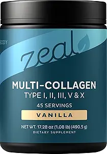[BRSRMHT2DFYQYGTU] Premium Multi Collagen Peptides Protein Powder (1, 2, 3, 5 & 10) with Vitamin C, Biotin, Hyaluronic Acid, for Hair Skin and Nails - Marine, Bovine, Chicken & Eggshell (Vanilla, 45 Servings)