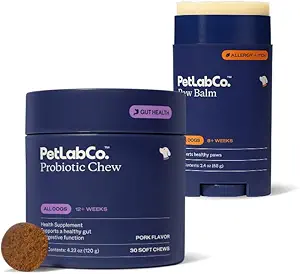 [BRSRMZADCIFBYYA2] PetLab Co. Paw & Probiotic Bundle: Dog Paw Balm to Support Dry, Cracked Paws 2.4 Ounces & Dog Probiotics for Gut Health, Seasonal Allergies, Skin & Ear Yeast 30 Count