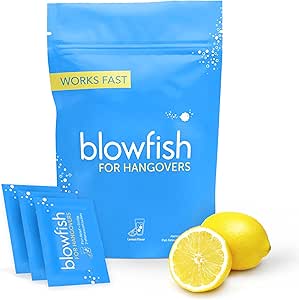 [BRSRM2YBBYMAI2DJ] Blowfish for Hangovers - Fast Hangover Relief | FDA-Recognized Formulation - Guaranteed to Relieve Hangover Symptoms in 15 Minutes | Perfect for Weddings and Vacation Essentials | 20 Tablets