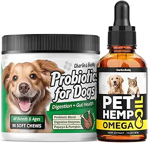 [BRSRAEA3OB6QOA3L] Hеmp Oil for Dogs - Omega 3,6,9 for Skin + Probiotics Chews for Dogs