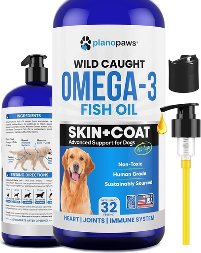 [BRSW2AIOCUMW2AIU] Omega 3 aceite de pescado para perros - Mejor que el aceite de salmón - Petróleo de pescado para perros suplemento para reducir la cama &amp; picazón - Soportes Juntas, cerebro y salud del corazón - Suplemento de piel y carne - Aceite de pescado líquido