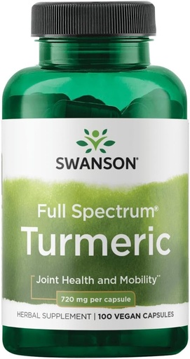 [BRSWIYT7PMOBMEA7] Swanson Full Spectrum Turmeric - Herbal Supplement Supporting Joint Health & Mobility - Natural Formula Supporting Digestive Health - (100 Capsules, 720mg Each)