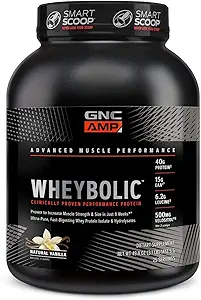 [BRSW2EIDOEPAOAD3] GNC AMP Wheybolic Clinically Proven Protein Powder, 40g Whey Protein, BCAA, Leucine, Increases Muscle Strength, Muscle Building, 3rd Party Tested, Gluten Free, Classic Vanilla, 33 Servings