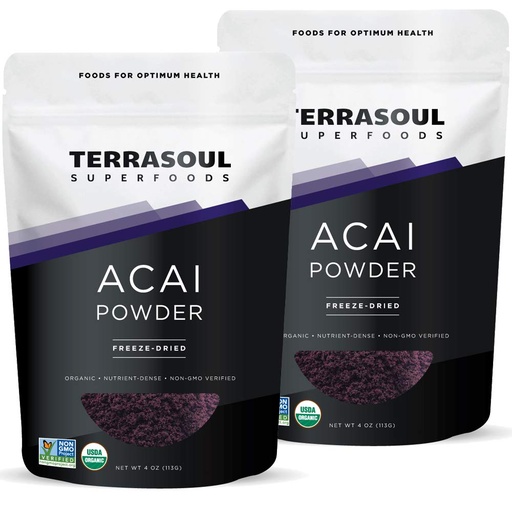 [BRSWIFI5OEORGE3U] Terrasoul Superfoods Organic Acai Berry Powder, 4 Oz (Pack of 2), Freeze-Dried for Freshness, Omega Fats Boost for Smoothie Bowls, and Antioxidant-Packed Superfoods Recipes