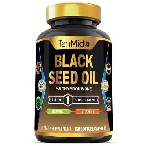 [BRSRAGD4AR4AEH3K] Black Seed Oil Capsules Supplement - 4in1 Formula - Combine with Vitamin C, Vitamin E - Digestive Health, Immune Support - Rich in Nutrient - 150 Softgel Capsules