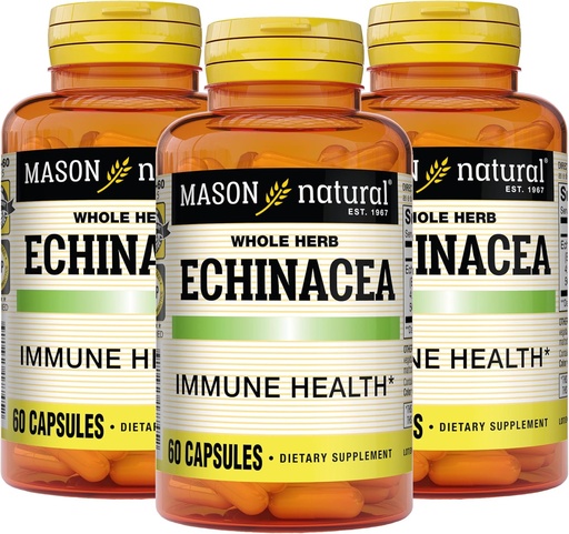 [BRSW2HATOUMA23T3] MASON NATURAL Echinacea, Имунна система Booster, поддържа цялостното здраве, билкови добавки, 60 капсули (паковка от 3)