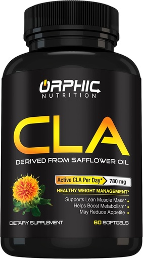 [BRSWGED7BMDQ23TO] ORPHIC NUTRITION CLA Safflower Oil Supplement - Made with Safflower Oil - 780mg Non-Stimulant Conjugated Linoleic Acid for Men & Women* to Support Weight Loss Efforts and Metabolism* - 60 Softgels