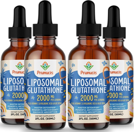 [BRSROFLYCIMAM2D3] 2000MG Liposomal Glutathione Liquid, 98% поглощения, активная форма L-Glutathione Supplement, веганский дружественный, мощный антиоксидантный комплекс для иммунной системы, защита от старения, детоксикация, 8 FL.OZ