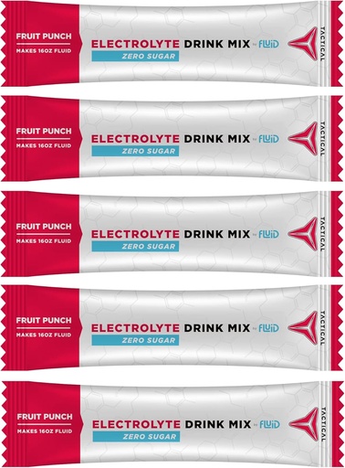 [BRSW2CQKPN6GOGTD] Fluid Tactical - Zero Sugar, Keto Electrolyte Powder, Hydration Packets, Made in USA (Fruit Punch, 25 Count)