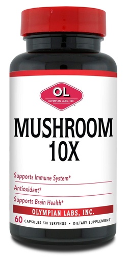 [BRSWYAQRC5YBQ3IZ] Olympian Labs 10X Mushroom Supplement Capsules - Comprehensive Formula Supporting Immune System, Antioxidant, Brain Health - 60 Capsules (30 Servings)