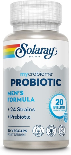 [BRSWGZQ5BV5RODTD] SOLARAY Mycrobiome Probiotic Men’s Formula, Probiotics for Men, Gut Health, Digestion, Immune Function & More, 20 Billion CFU Mens Probiotic, 24 Strains Plus Prebiotic, 30 Servings, 30 VegCaps