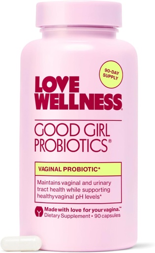 [BRSRAA33PMNGE2Y2] Love Wellness Good Girl Probiotics | Women’s Vaginal Health & pH Balance Supplement | 9-Strain Probiotic for Urinary Tract, Yeast, Odor & Immune Support | Gluten-Free | 90 CT, 90-Day Supply