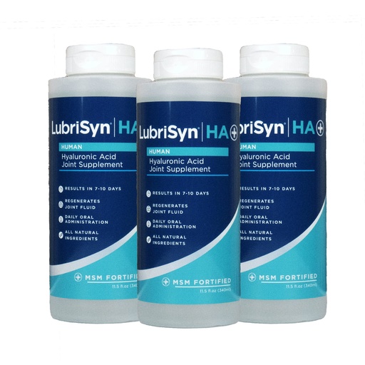 [BRSWYZA7CEDQA3DJ] LubriSyn HA Plus Human Liquid Hyaluronic Acid Plus MSM Joint Supplement, Oral HA for People, Supports Healthy Knees, Hips & Joint Function for Men & Women, 30-Day Supply, 11.5 oz, 3 Pack