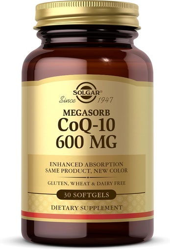 [BRSWIZQDB4HBAHTK] Solgar Megasorb CoQ-10 600 mg, 30 Softgels - Promotes Nervous System Health - Coenzyme Q10 Supplement - Enhanced Absorption - Gluten Free, Dairy Free - 30 Servings