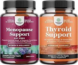 [BRSRAZYLCB6BE3LV] Bundle of Soy Free Menopause Supplement for Women for Night Sweats Hot Flashes Mood Support and Hormone Balance and Herbal Thyroid Support Complex - Mood Enhancer Energy Supplement for Thyroid Health