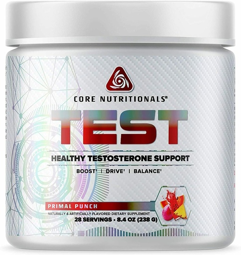 [BRSWYED2OV7GK3LV] Core Nutritionals Test Vitality & Testosterone Support | with KSM-66 Ashwagandha, Calcium D-Aspartic Acid, & Pine Extract | 28 Servings (Primal Punch)