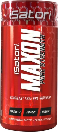 [BRSWKEY7BF6BCHI7] iSatori Maxon Stim Free Pre Workout Tablets, Pure Strength & Performance Formula with Kre-Alkalyn Creatine, Fenugreek, Agmapure & elevATP, Caffeine Free Pre Workout for Men, 84 Tablets