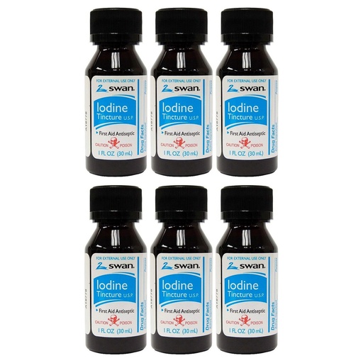 [BRSWIGALBJ7WIGTI] Swan Iodine Tincture U.S.P. - 1 fl oz (6 Pack)