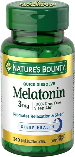 [BRSWGGIPCMNGC2D2] Nature's Bounty Melatonin 3 mg Tablets 240 Tablets (Pack of 4)