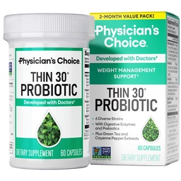 Physician's CHOICE Probiotics for Weight Management & Bloating - 6 Probiotic Strains - Prebiotics - Key ingredient Cayenne - Supports Gut Health - Weight Management for Women & Men - Green Tea - 60 CT