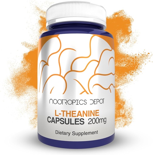 [BRSWKFD3OV4BCYIV] Nootropics Depot L-Theanine Capsules 200mg (180 Count) | Promotes Relaxation | Supports Healthy Stress Levels + Sleep Cycles | Promotes Cognitive Function + Focus | Amino Acid Supplement