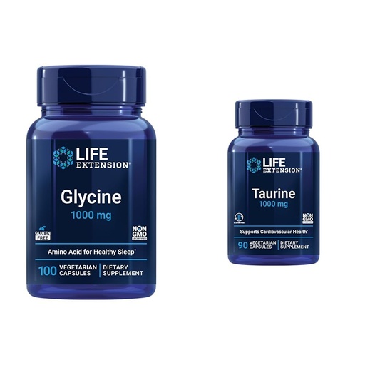 [BRSROBIPA4FGYHLH] Life Extension Glycine 1000 mg, Promotes Relaxation, Healthy Sleep & Taurine, Pure Taurine Amino Acid Supplement, Heart, Liver and Brain Health