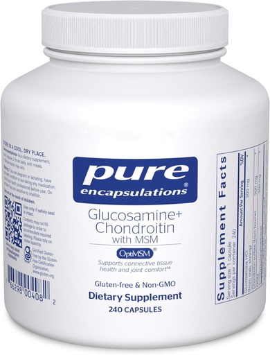 [BRSWIYABDEGWADYV] Pure Encapsulations Glucosamine Chondroitin with MSM - Supports Joint Health & Normal Cartilage Formation* - Maintains Enzyme Activity - Gluten-Free & Non-GMO - 240 Capsules