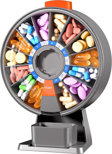 [BRSROBIFB4PGO3TU] Zoksi Big Pill Organizer, Daily Pill Box για 7 ή 14 ημέρες, Wall-Mountable Pill Repenser Hold for Medicine, βιταμίνη ή συμπληρώματα, Weekly Pill Case with Easy Press Button (Grey)