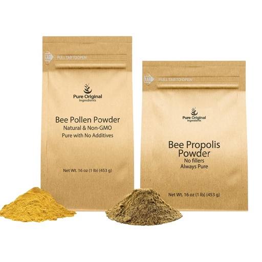 [BRSROFIRC4FWY3TH] PURE ORIGINAL INGREDIENTS Bee Pollen Powder and Bee Propolis Powder Bundle, 1 lb Each, No Fillers, Lab Verified