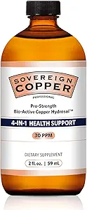 [BRSRAGAHOB4BGYLA] Sovereign Pro-Strength Bio-Active Copper Hydrosol - Bioavailable Copper Liquid Supplement for Adults & Kids with Silver Hydrosol for Hair, Skin, & Nails, 30ppm - 2 fl oz (59mL)