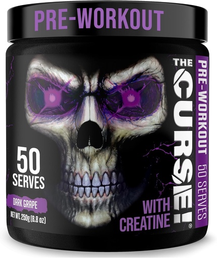 [BRSWYZQ7A5YQKG36] JNX SPORTS The Curse! Voorbehandeling Powder for Men & Women, Cafeïne, Beta-Alanine, Creatine, L-Citrulline, 50 Servings, Dark Grape Flavor Boost Energy, Strength & Focus