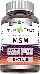 [BRSROZLRB5YGGYDJ] Amazing Formulas MSM (Methylsulfonylmethane) Supplement | 2000 Mg Per Serving | Capsules | Non-GMO | Gluten Free | Made in USA (1 Pack, 250 Count)